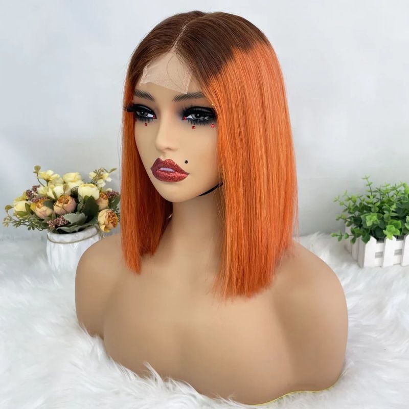 12A Double Drown 250% Density 2*6 Kim Closure Remy Huuman Hair Straight Bob