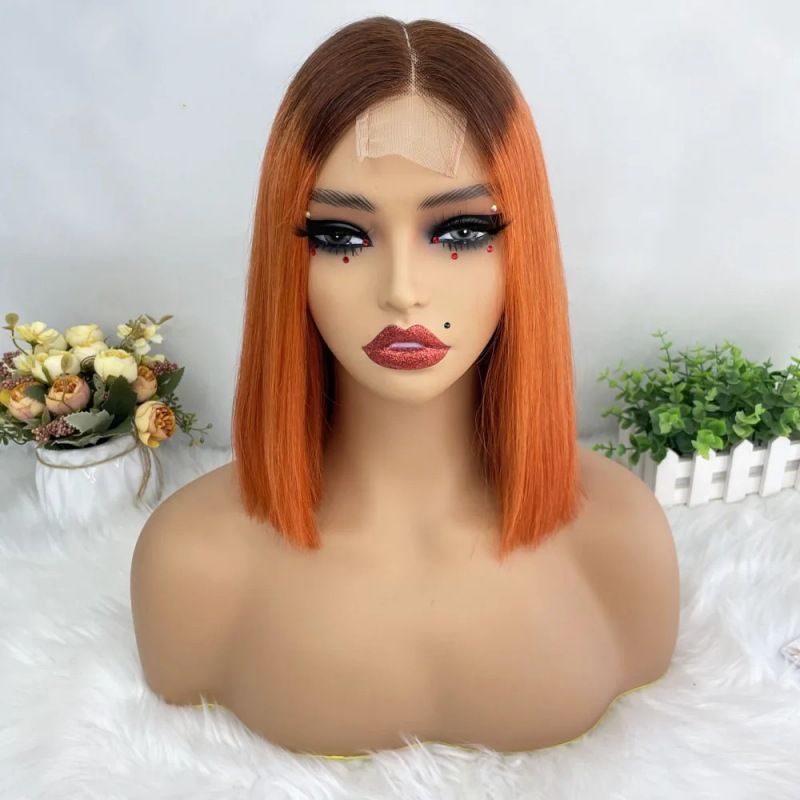 12A Double Drown 250% Density 2*6 Kim Closure Remy Huuman Hair Straight Bob