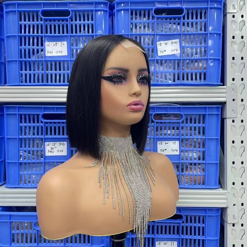 12A Double Drown 250% Density 2*6 Kim Closure Remy Huuman Hair Straight Bob
