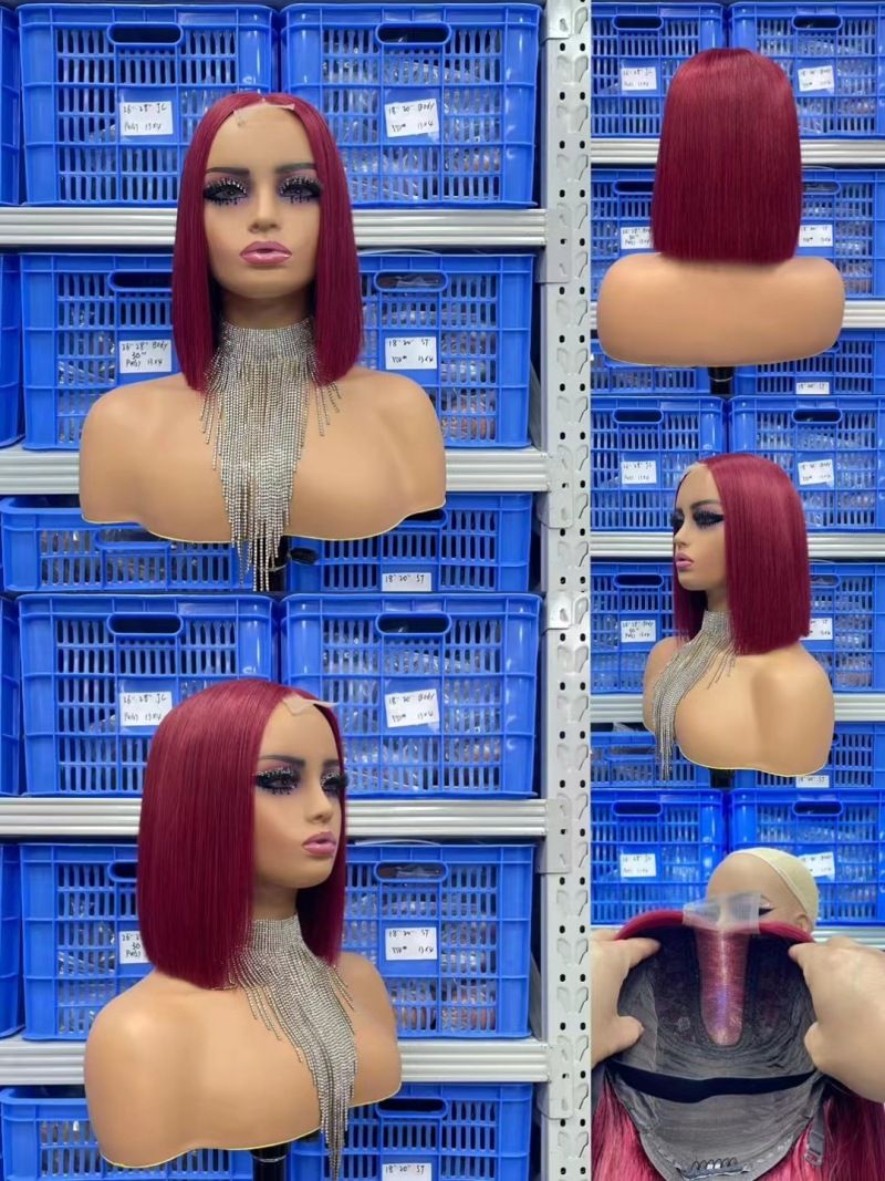 12A Double Drown 250% Density 2*6 Kim Closure Remy Huuman Hair Straight Bob