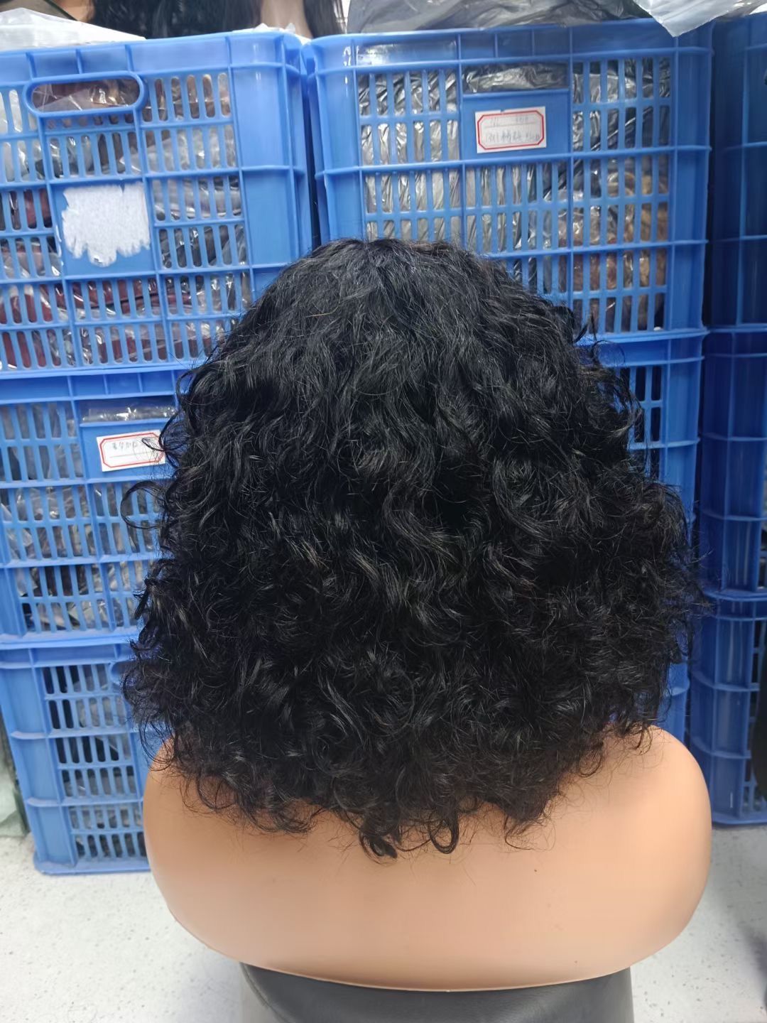 Promotion Fringe Curly Wig  12A Human Hair 300% Density  Black\ Brown \ 99j  3 Colors Wig with Bang Wear and Go as Picture