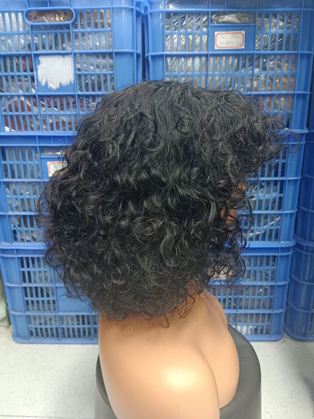Promotion Fringe Curly Wig  12A Human Hair 300% Density  Black\ Brown \ 99j  3 Colors Wig with Bang Wear and Go as Picture