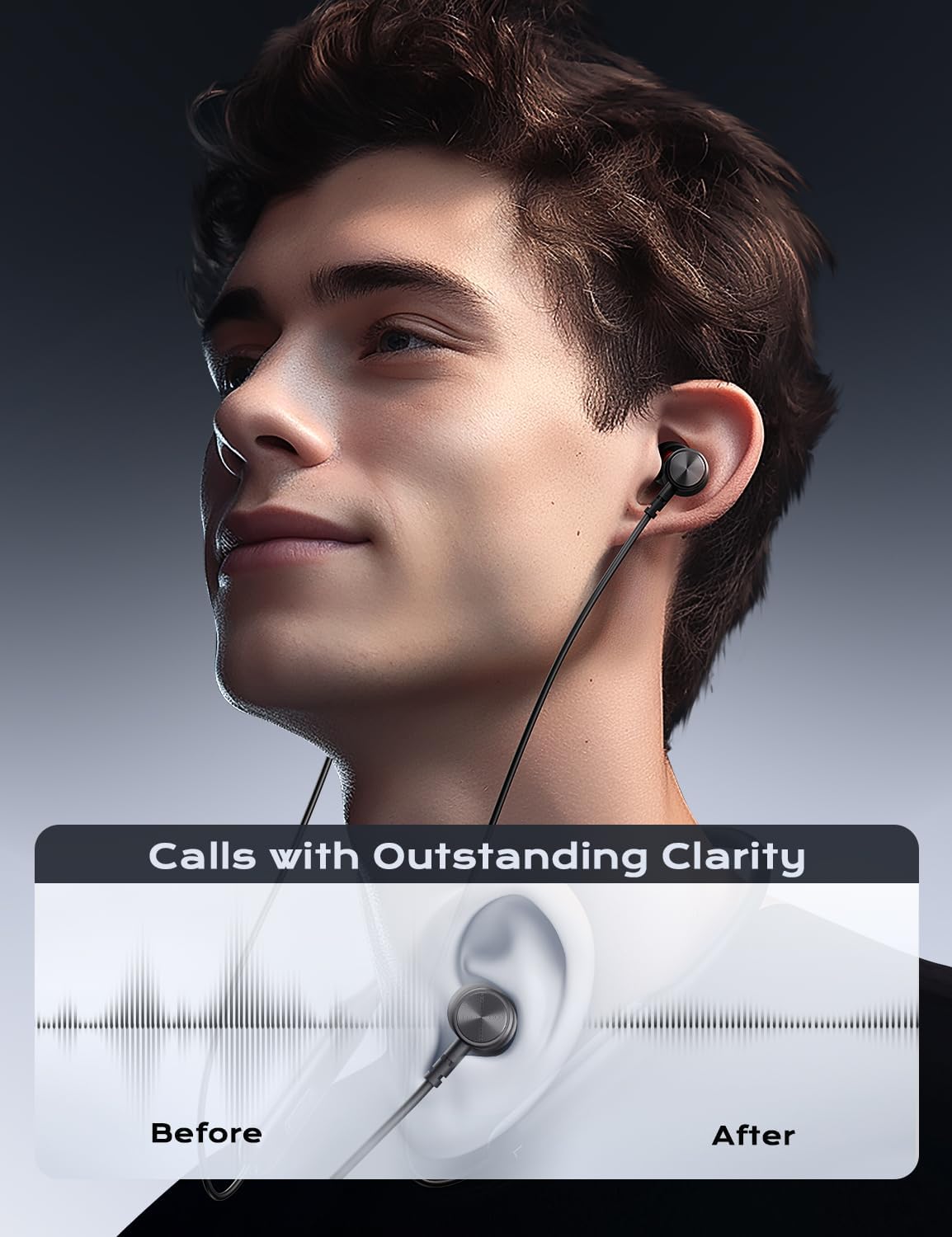 Neckband Bluetooth Headphones with Digital Display, in Ear Wireless Earphones with Microphone, Game Mode, for Workout Running Sport Work