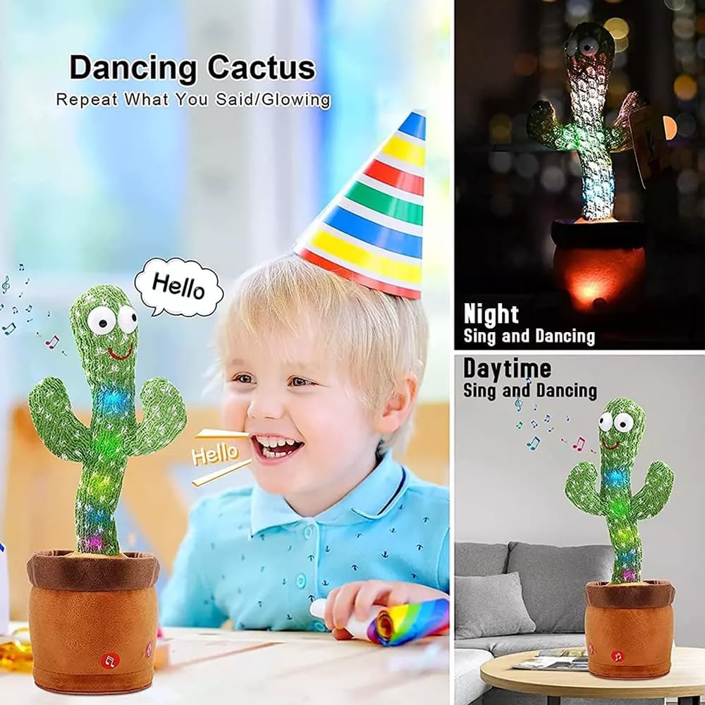 Toys Dancing Cactus Voice Recorder Baby Toys - Plush Toys Singing Cactus Toy- Repeat What You Say Talking Cactus