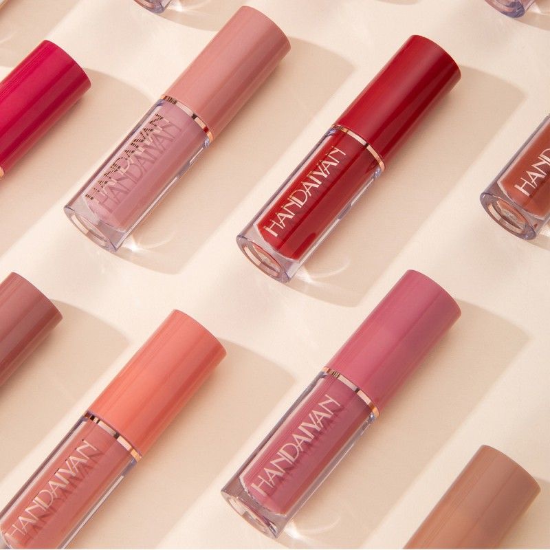 12 Colors Matte Liquid Lipstick Set Lip Glosses Suit Long-Lasting Moisturizing Smudge-Proof Waterproof Nonstick Cup Lip Book-Style