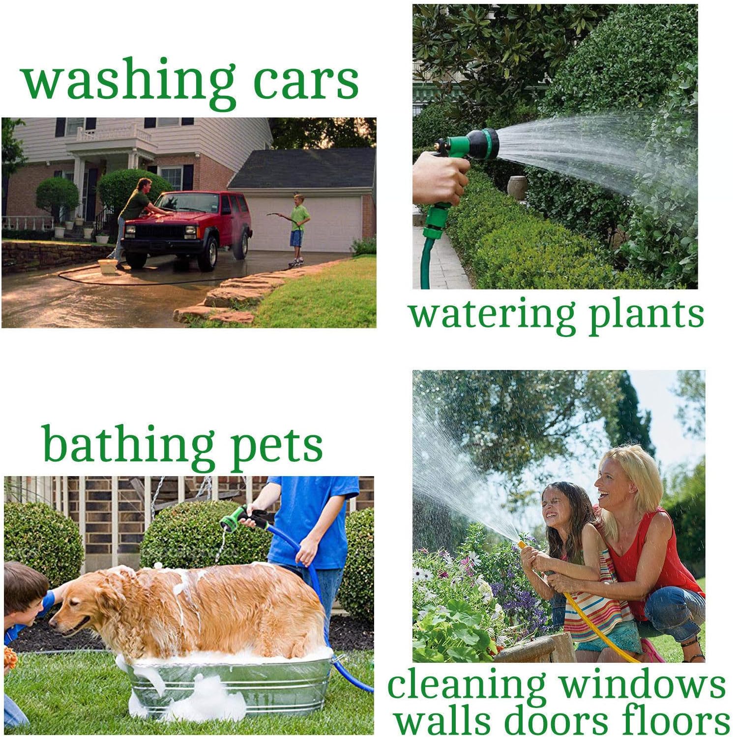 Garden Expandable Water Hose Pipe ,Car Wash,Pet Cleanerwith 7 Modes Water Spray Gun,Flexible Magic Hose Pipe Spray Gun, Expanding Garden Hose Reel Anti Leakage Lightweight