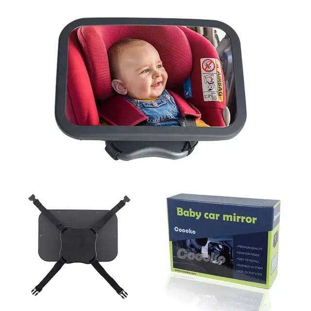 Adjustable Baby Car Mirror with Wide Rear Seat View for Infant / Kids Safety Monitoring