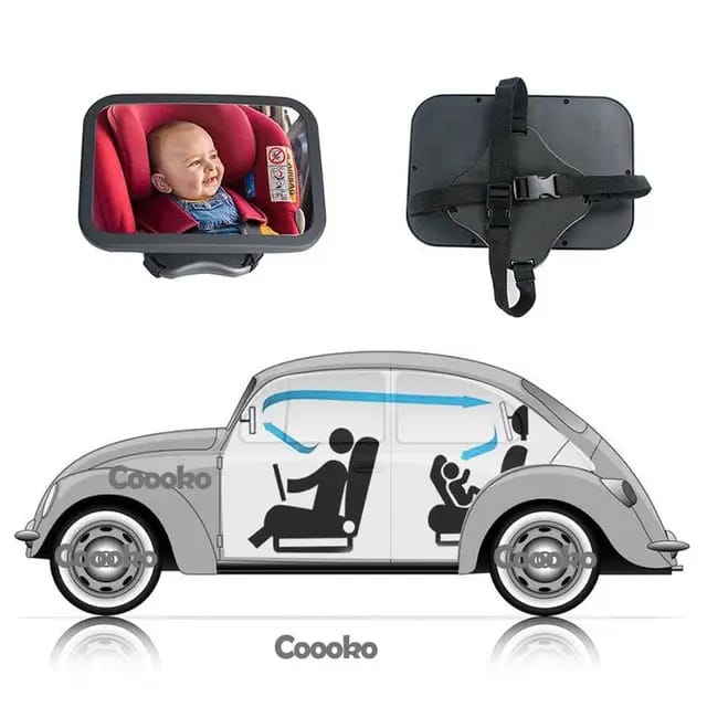 Adjustable Baby Car Mirror with Wide Rear Seat View for Infant / Kids Safety Monitoring