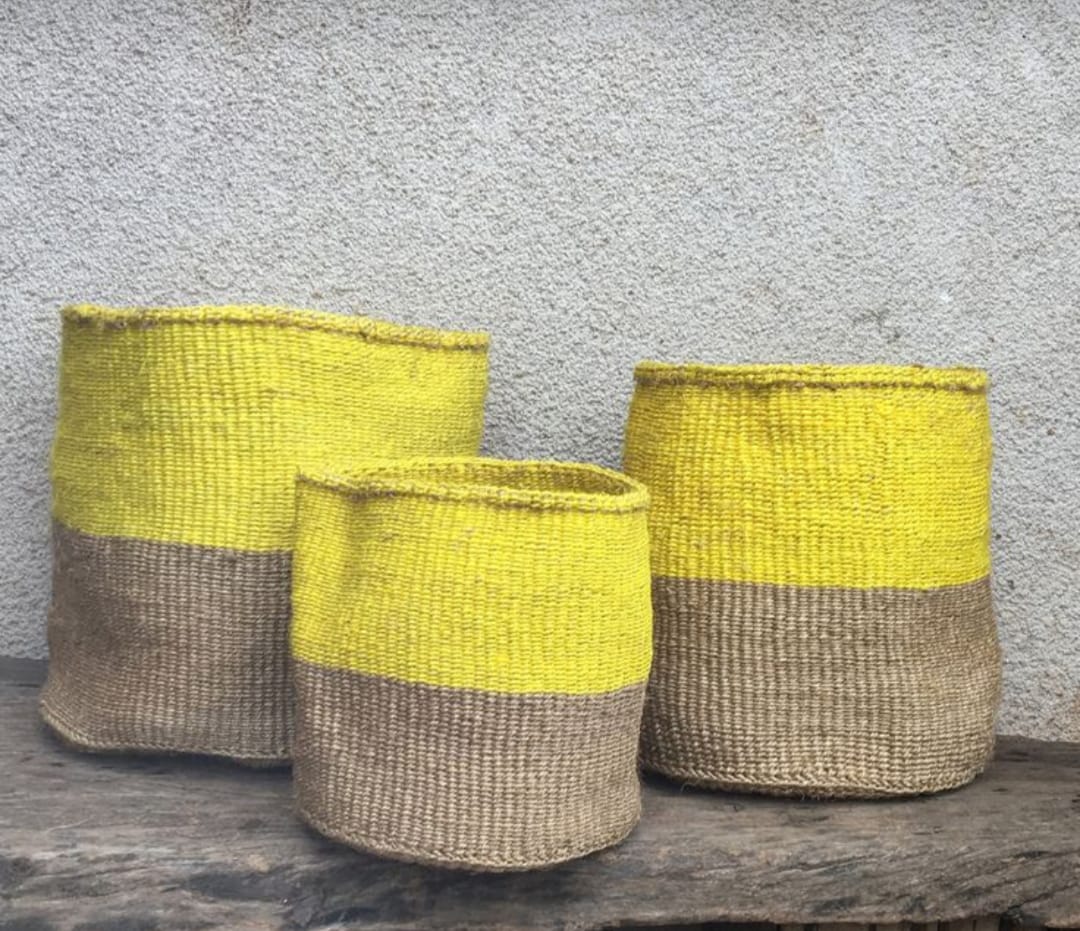 SISAL BASKET- HAND WOVENFLOWER POTBASKET FOR HOME DECOR (good as planters, decor pieces or storage items such as toys also good for  picnics)