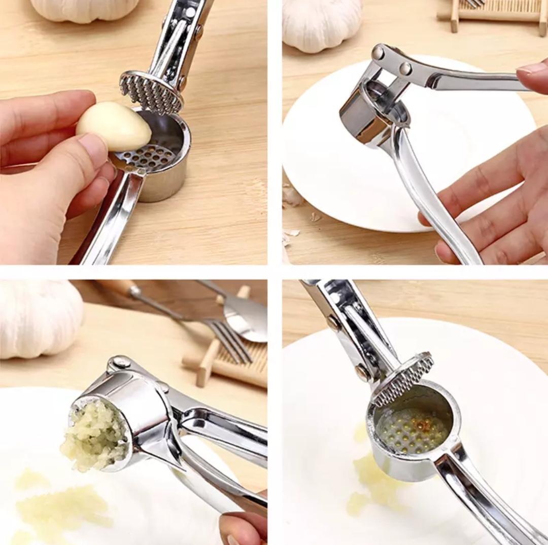Premium Garlic/Ginger Crusher Press Professional Garlic Mincer Easy to Squeeze and Clean Rust Proof & Dishwasher Safe Efficient Ginger Crusher Silver,garlic crusher presser