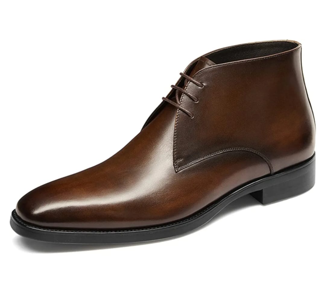 Classic Mens High Quality Pure Genuine Leather Ankle Boots Shoes with laces,Suitable for Rough Rainy Season and also Comfortable For the Sunny Weather. For Both Casual and Formal Wear