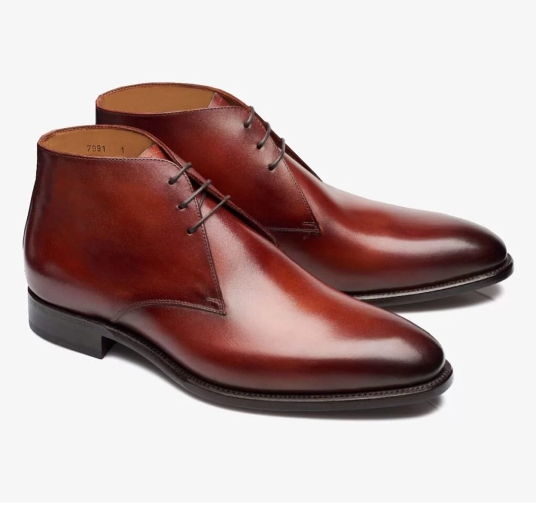Classic Mens High Quality Pure Genuine Leather Ankle Boots Shoes with laces,Suitable for Rough Rainy Season and also Comfortable For the Sunny Weather. For Both Casual and Formal Wear