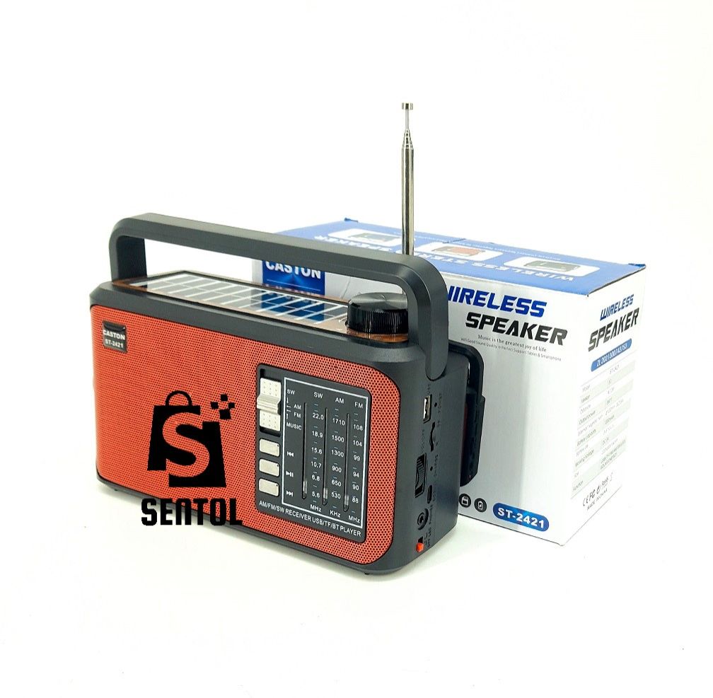 ST2421 Solar Rechargeable 3 Band Radio with Bluetooth, USB, TF Card, Torch