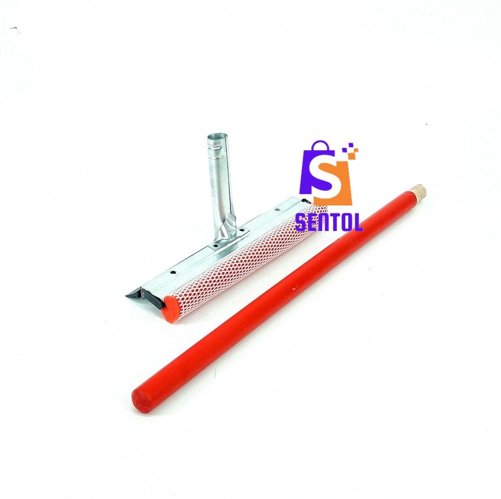 2ft Heavy Duty Sponge and Squeegee Window Cleaner with Wooden Handle