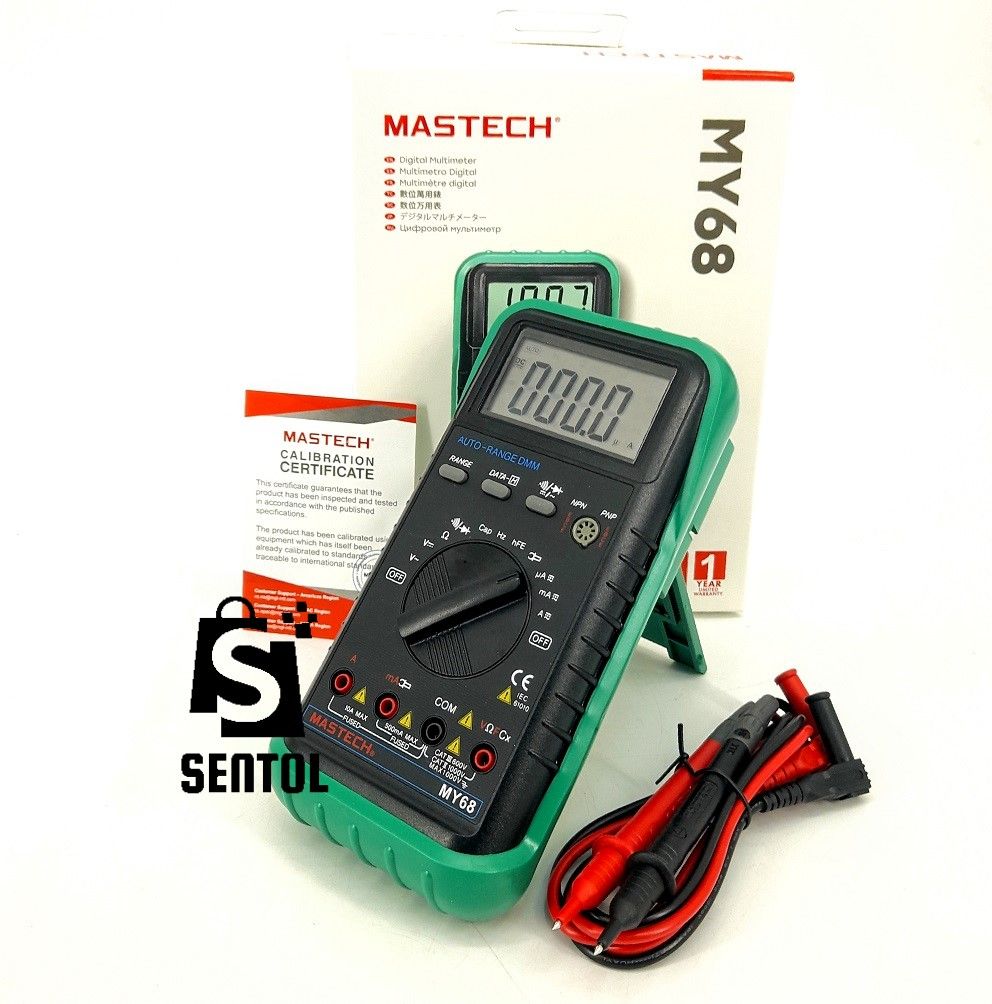 Mastech MY68 Auto Range Digital Multimeter with Capacitance, Frequency, hFE, Calibration Certificate