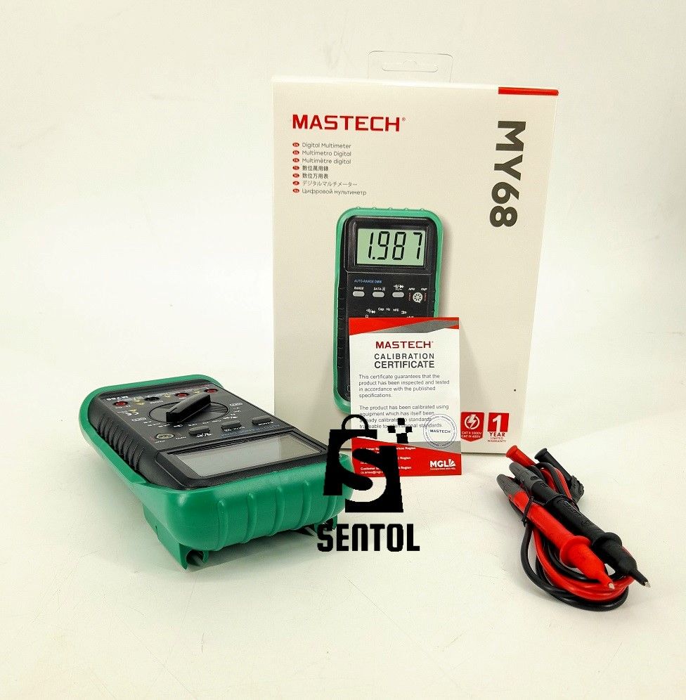 Mastech MY68 Auto Range Digital Multimeter with Capacitance, Frequency, hFE, Calibration Certificate