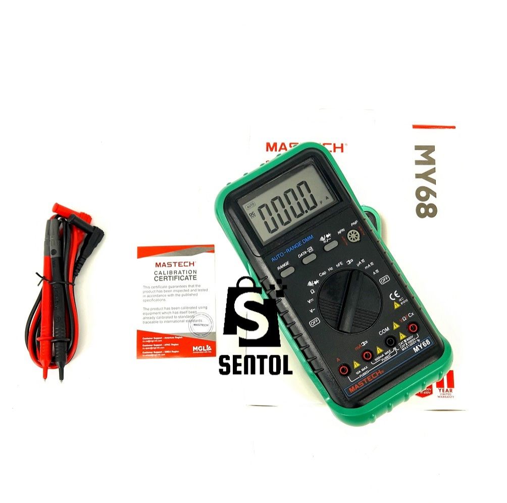 Mastech MY68 Auto Range Digital Multimeter with Capacitance, Frequency, hFE, Calibration Certificate