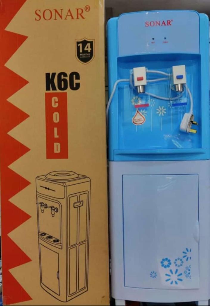 Sonar Hot & Cold Water DispenserHot & Cold  water dispenser
Storage cabinet in bottom
Silicon pipes and Stainless steel tank for hygienic water.
2 Faucets
High Durability
Easy to use
Loading style is