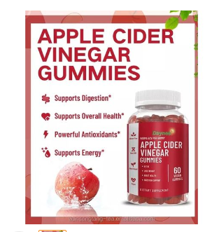 Daynee Apple Cider Vinegar Gummies For Purpose of Detox, Lose Weight, Boost Health and Digestion Support Apple Cider Vinegar Gummies-  60 Pieces -500mg