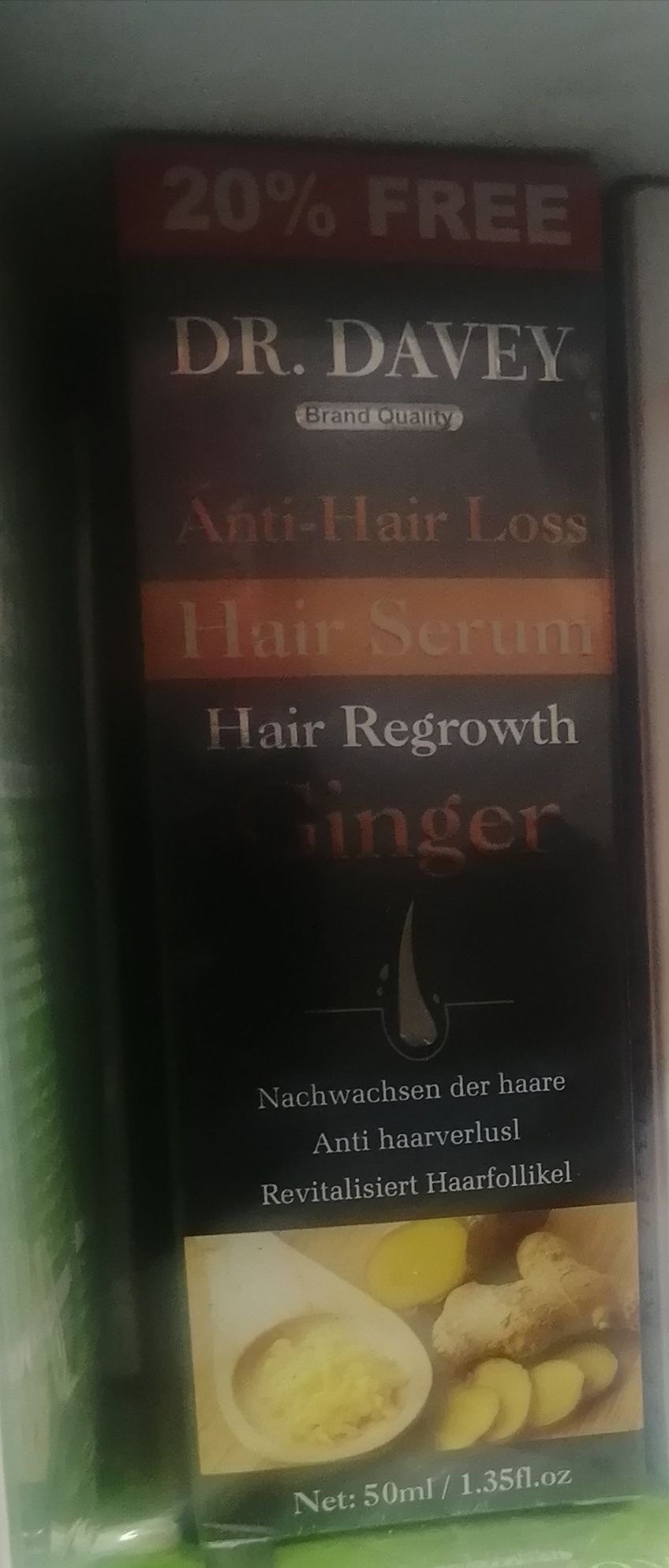 DR. DAVEY Anti-Hair Loss Hair Serum For Hair Regrowth Made with Ginger making it very effective.
