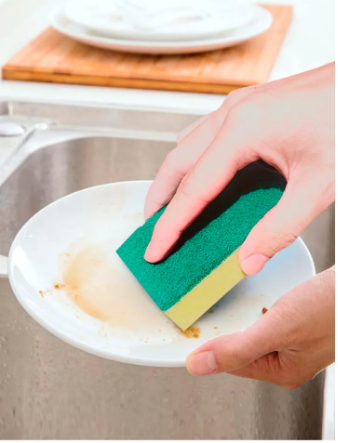 4 PIECES Double-Sided Strong Non Scratch Cleaning Dishes Utensils Decontamination Sponge Kitchen Cleaning Wipe Magic Mop Scouring Pad Kitchen Dish Brush
