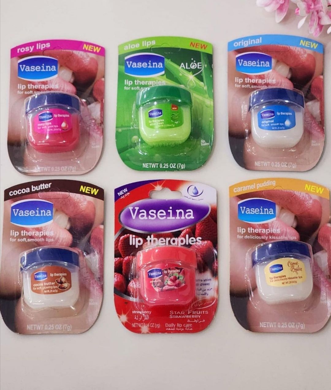 Vaseina Lip Theraples  For Soft, Smooth Lips Vaseina Rosy Lips Balm for soft & Pink Lips -AS PICTURE