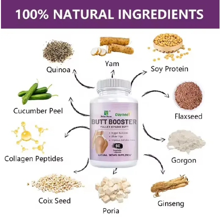 WinsTown Daynee Butt Booster Fuller Hips & Big Butt Hip Bigger Maca Root Buttock Natural Herbs Supplement Butt Booster Capsules Wider Hips, Bigger Buttocks and Smooth Skin Supplement- 60 capsules
