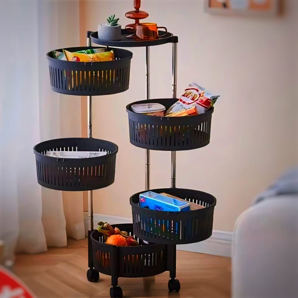 4 Tier Kitchen Metallic Fruit & Vegetable Rack Trolley Made of high quality metal, on-toxic and tasteless ,safe for any fruits ,vegetables and food loaded in. Can accommodate vegetables and fruits