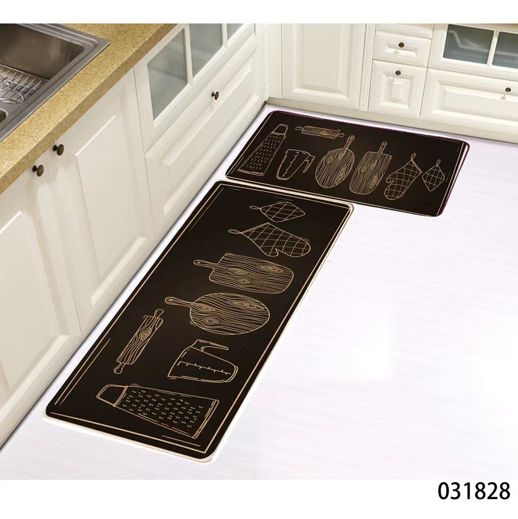 Kitchen Mats ; Absorbent , Backside Rubber ,Skid-Resistant Base , two pieces Big size 120 by 45 Small size 
80by 45