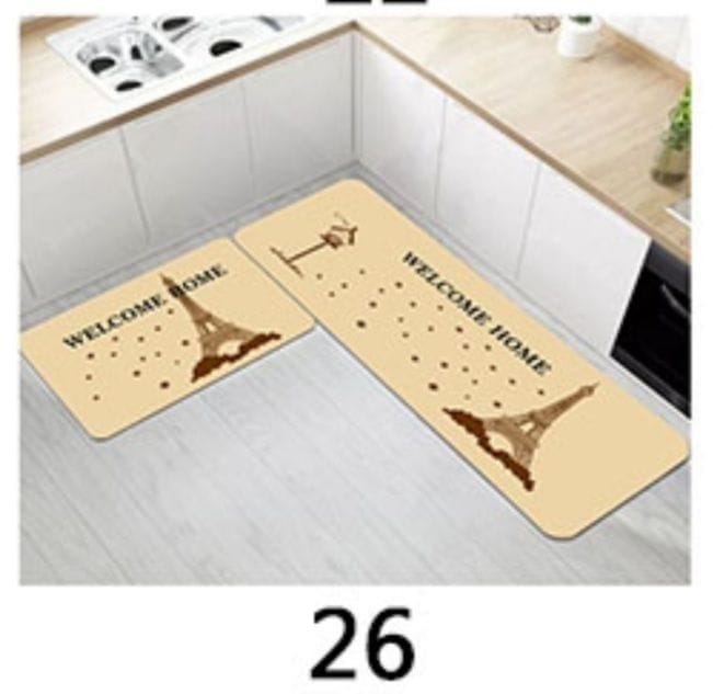 Kitchen Mats ; Absorbent , Backside Rubber ,Skid-Resistant Base , two pieces Big size 120 by 45 Small size 
80by 45