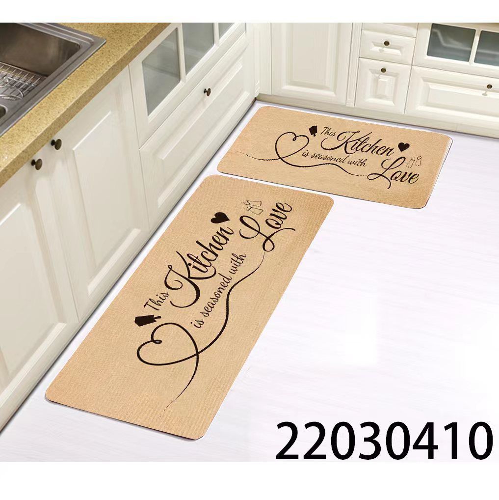 Kitchen Mats ; Absorbent , Backside Rubber ,Skid-Resistant Base , two pieces Big size 120 by 45 Small size 
80by 45