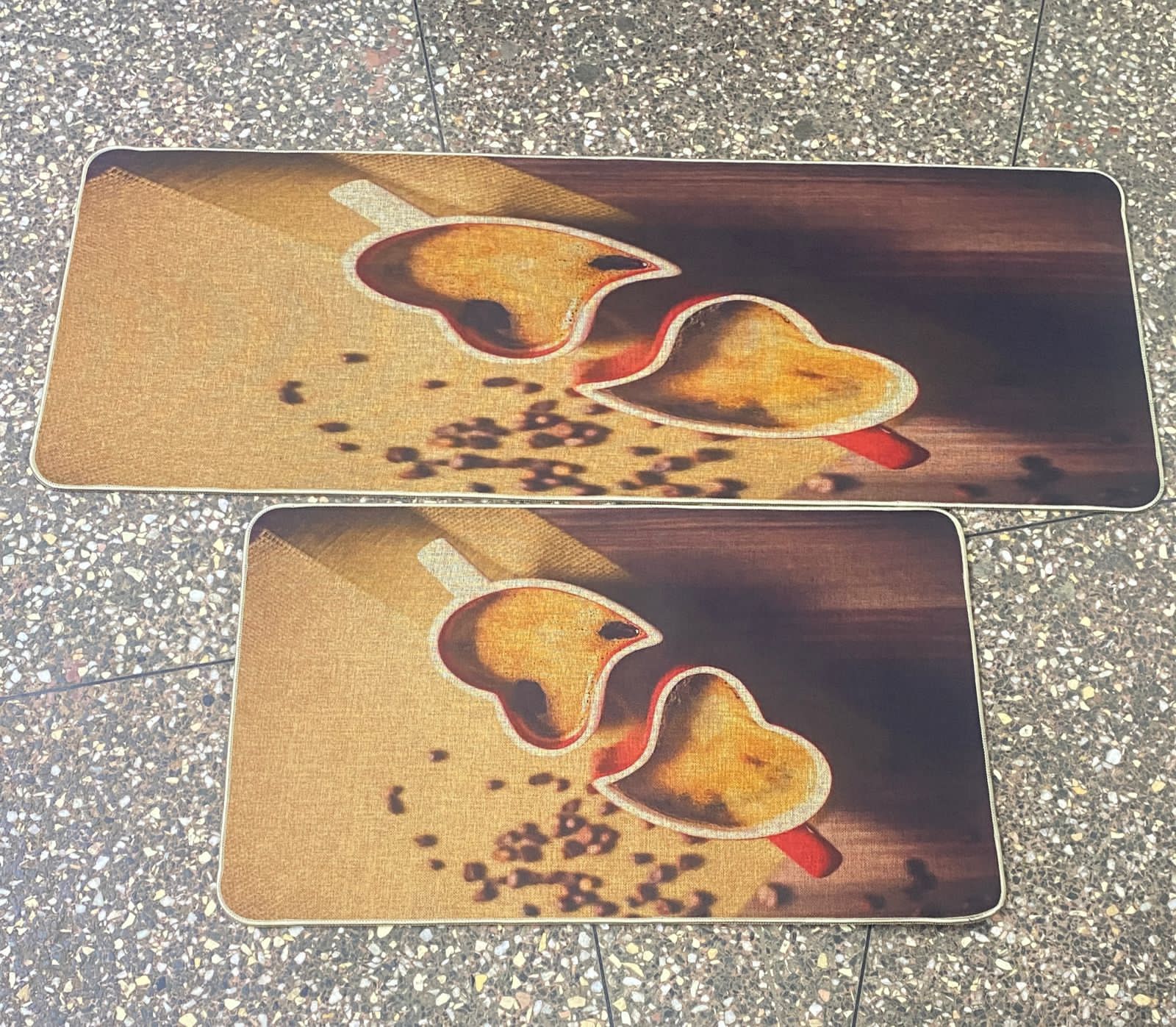 Kitchen Mats ; Absorbent , Backside Rubber ,Skid-Resistant Base , two pieces Big size 120 by 45 Small size 
80by 45