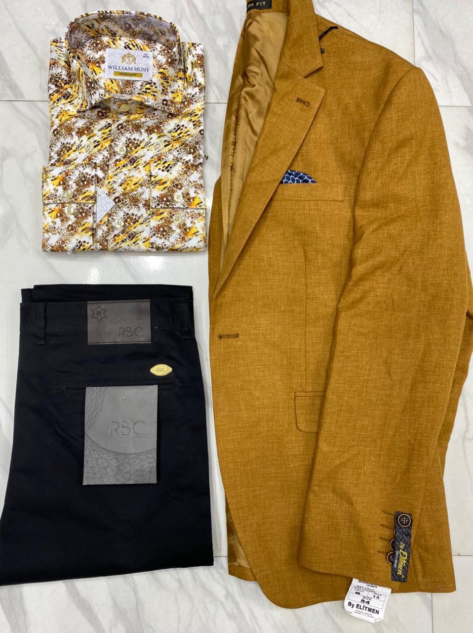 Fashion 3 pack Blazer, Trouser and Matched shirt.Elevate Your Wardrobe: Timeless Sophistication with our Premium  Blazer and Matching Trouser Ensemble, Complete with Vintage-Inspired Shirt