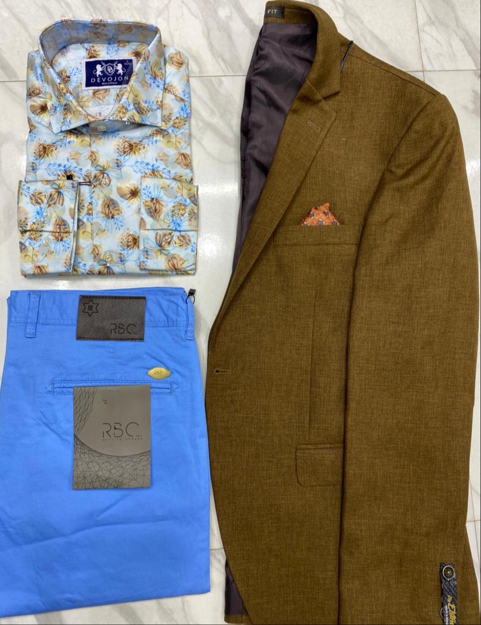 Fashion 3 pack Blazer, Trouser and Matched shirt.Elevate Your Wardrobe: Timeless Sophistication with our Premium  Blazer and Matching Trouser Ensemble, Complete with Vintage-Inspired Shirt