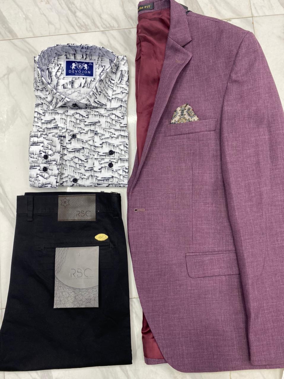 Fashion 3 pack Blazer, Trouser and Matched shirt.Elevate Your Wardrobe: Timeless Sophistication with our Premium  Blazer and Matching Trouser Ensemble, Complete with Vintage-Inspired Shirt