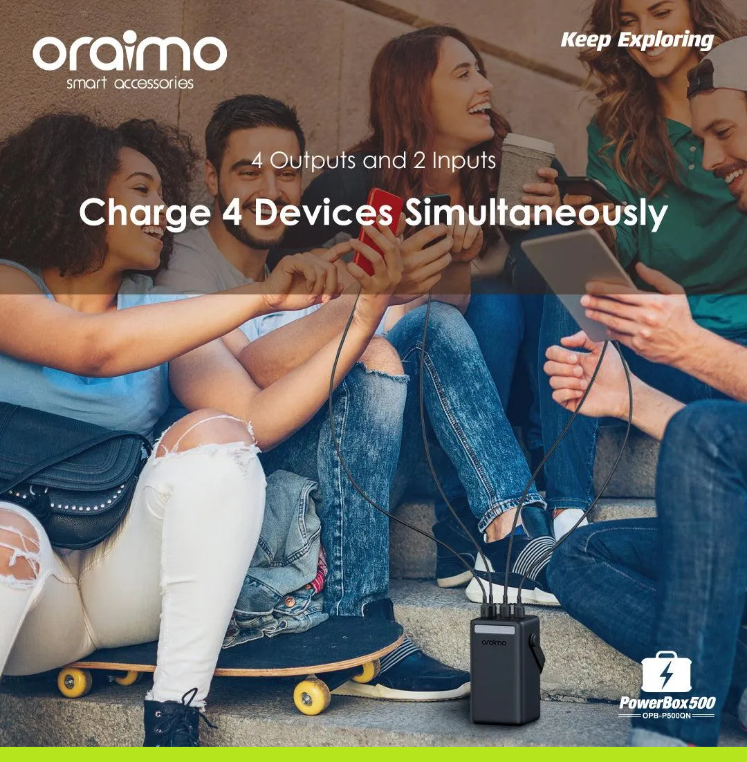 [ FREE GIFT ] Free Type-C Chatger + Oraimo PowerBox 500 AniFast PD3.0 QC3.0 Four Output Ports 50000mAh Power Bank