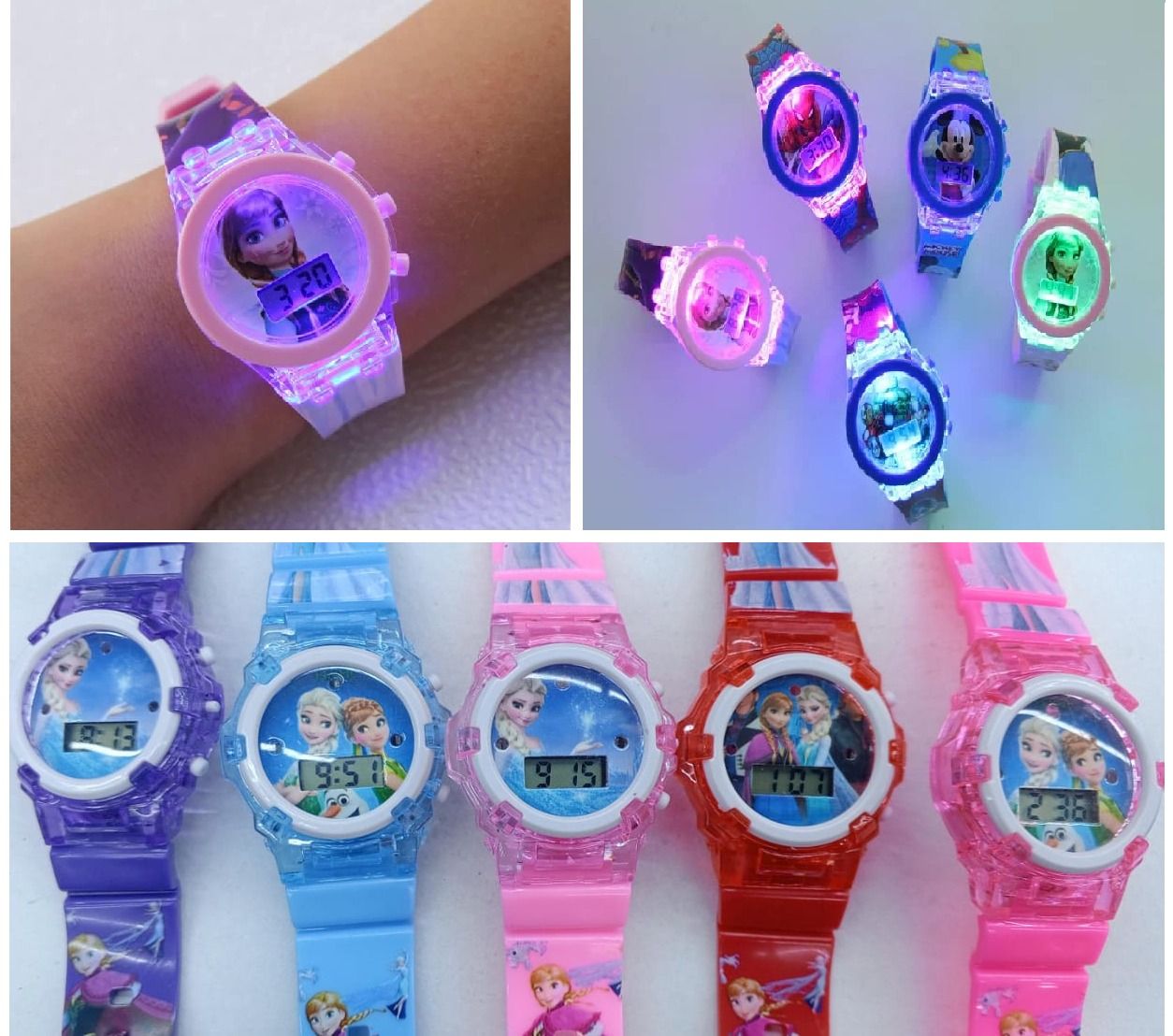 Frozen Girls Princesses Elsa & Anna Electronic 3D Flash Glowing Digital Watch Pink Girls Favourite Character Gift Watch