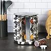 Revolving Spice Rack - 12 Glass Shaker Jars Included | Stainless Steel Countertop Kitchen Organiser Holder | Standing Herbs & Spice Seasoning Storage Tower | 360° Rotation