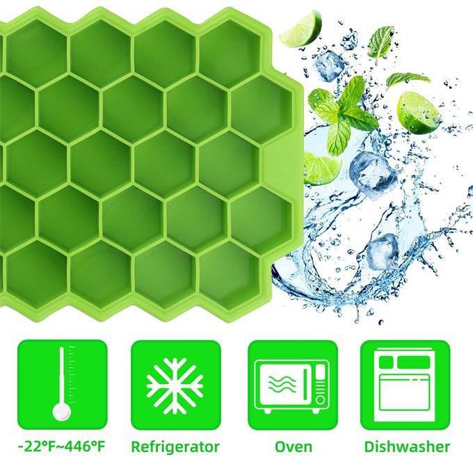 Silicone Ice Cube Molds with Lid Food Grade Ice Trays BPA Free Safe Easy-Release Flexible 37 Cubes for Chilled Drinks Whiskey Cocktails DIY Time at Home