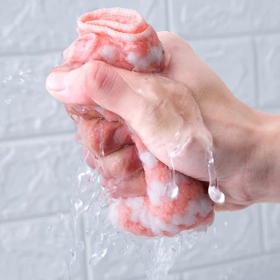 4 in 1 Microfiber Cleaning Cloths, Double-Layer Coral Fleece Super Absorbent, Reusable and Lint Free Cloth Towels for Home, Kitchen