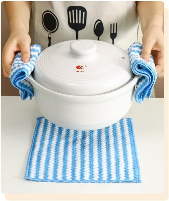 4 in 1 Microfiber Cleaning Cloths, Double-Layer Coral Fleece Super Absorbent, Reusable and Lint Free Cloth Towels for Home, Kitchen