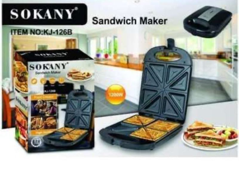 Good Deals Sale Sokany Non Stick Bread Sandwich Maker & Toaster Machine 4 Slice KJ-126B