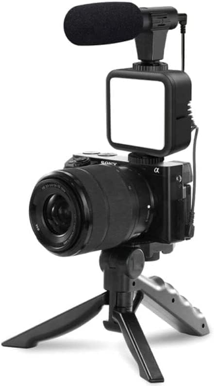 Smartphone Vlogging Kit, Phone Vlog Kit for Starters, Kids Videos, Recording YouTube Videos Tiktoks, with Light, Microphone, Tripod with Hand Held Option, Phone Clip, Remote Bluetooth