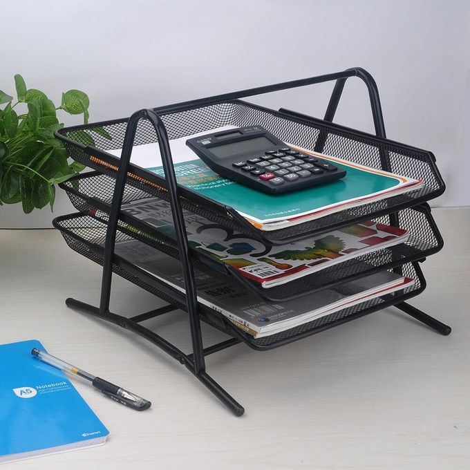 3 Tier A4 Size Metal Desk Document Tray Wire Mesh