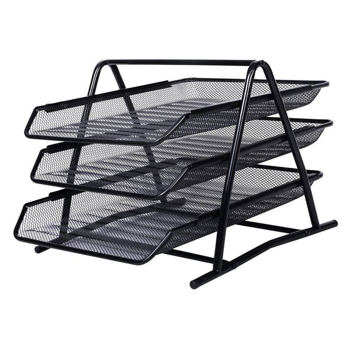 3 Tier A4 Size Metal Desk Document Tray Wire Mesh