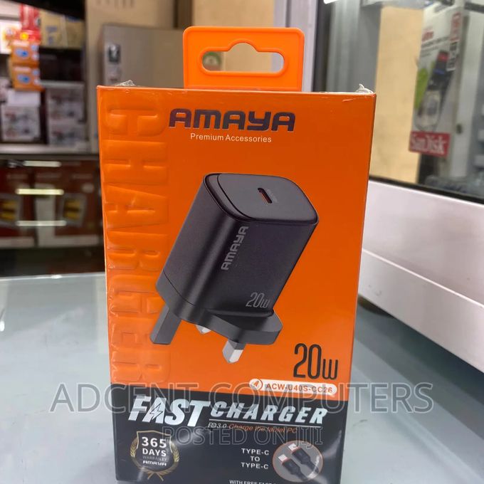 Amaya Super Fast 20W Power Adapter with Type C to C Cable