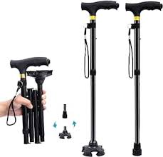 Light Weight Anti-skid LED Walking Stick Folding Adjustable.Ergonomic anti-skid handle: using ABS material, adding grain treatment, increasing the friction when holding the hand. 5-level Adjustment of