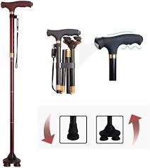 Light Weight Anti-skid LED Walking Stick Folding Adjustable.Ergonomic anti-skid handle: using ABS material, adding grain treatment, increasing the friction when holding the hand. 5-level Adjustment of