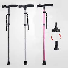 Light Weight Anti-skid LED Walking Stick Folding Adjustable.Ergonomic anti-skid handle: using ABS material, adding grain treatment, increasing the friction when holding the hand. 5-level Adjustment of