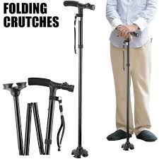 Light Weight Anti-skid LED Walking Stick Folding Adjustable.Ergonomic anti-skid handle: using ABS material, adding grain treatment, increasing the friction when holding the hand. 5-level Adjustment of